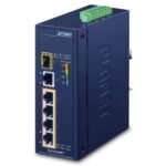 Planet Industrial 4-Port 10/100/1000T 802.3at PoE + 1-Port 10/100/1000T + 1-Port 100/1000X SFP Ethernet Switch (-40~75 degrees