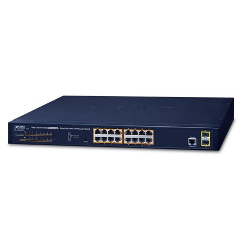 Planet 16-Port 10/100/1000T 802.3at PoE + 2-Port 100/1000X SFP Managed Switch / 220W