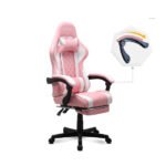 Gamax Gaming Chair with Linkage Function Armrest & Retactable Footrest - Pink - Image 3