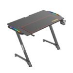 Twisted Minds Z Shaped Carbon Fiber Texture RGB Gaming Desk Cable Management,Headphone Hooks & Cup Holder