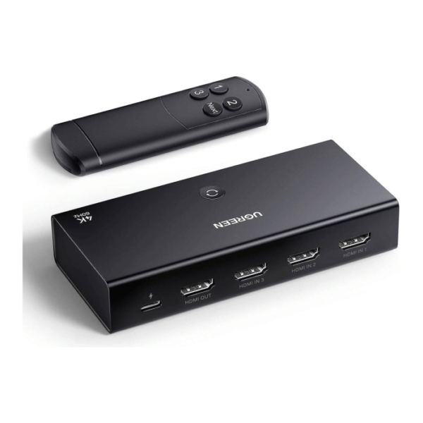 UGREEN HDMI Switch 4K 60Hz 3 in 1 out HDMI Switcher, Supports HDR/CEC/3D/HDCP 1.4 for 4K x 2K@60Hz/ FHD 1080P, 1* USB Type-C, Compatible with PS5 PS4 Xbox Fire Stick Roku Apple TV PC, Black | 15376