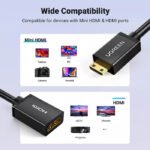 UGreen Mini HDMI Male to HDMI Female Adapter Cable 22cm - Black - Image 3