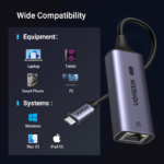 UGREEN USB C to Ethernet Adapter 2.5G, Ethernet Adapter for Laptop, Aluminum, Type C (Thunderbolt 4/3 Compatible) to RJ45 Network Internet, Compatible for NAS, MacBook Air/Pro, XPS, iPhone 16 Pro/Max, iPhone 15 Pro/Max - Image 3