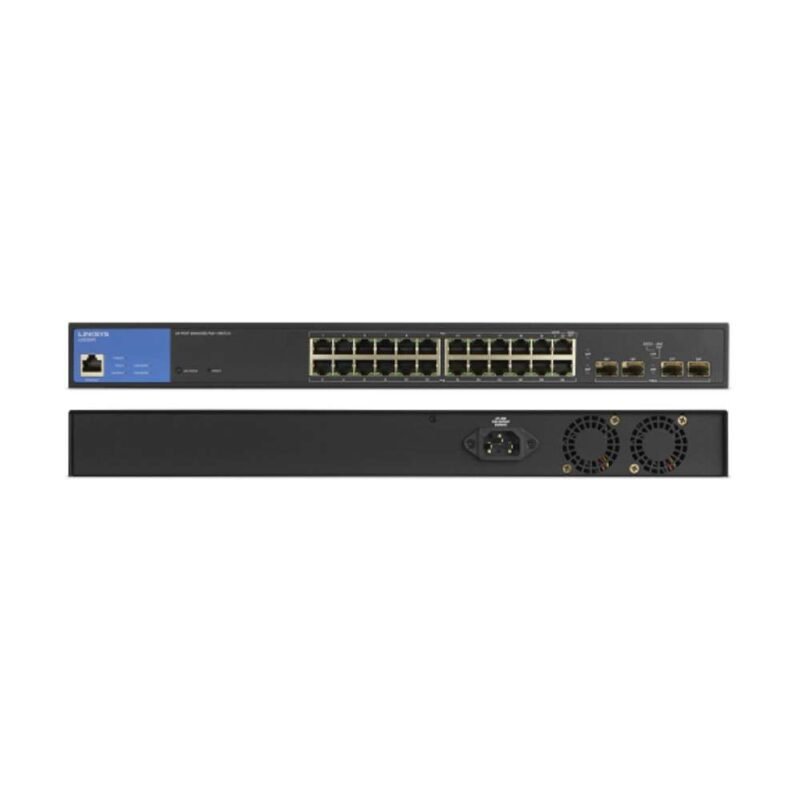 Linksys 24-Port Managed Gigabit PoE+ Switch with 4 1G SFP Uplinks - Image 2
