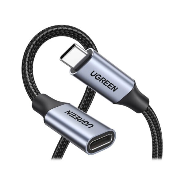 UGreen 30205 USB-C to USB-C Female Gen 2 Alu Case Braided Extension Cable (1M) - Black