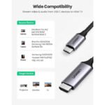 UGreen MM121 USB Types C to HDMI Cable Male to Male ABS Case 1.5m - White - Image 2