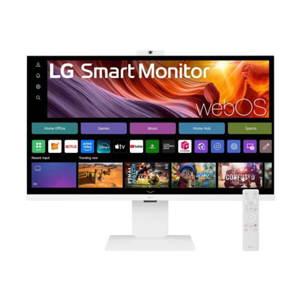 LG 32U850SA-W Smart Monitor, 32" IPS Display, 4K UHD Resolution, 60Hz Refresh Rate, 5ms (GtG) Response Time, Built-in Camera, HDR10, Flicker Safe, Auto Brightness, webOS, White