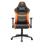 Cougar Armor One V2 PVC Leather,4D Folding Armrest,Head And Lumbar Pillow,Full Steel Frame,Gas Lift Height Adjustment -Black/Orange