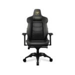 Cougar Armor Evo Royal Breathable PVC Leather Built-in 4-Way Curved Lumbar Support, Magnetic Neck Pillow Foam 4D Armrests - Black