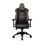 Cougar Armor Evo PVC Leather Gaming Chair Integrated 4-way Lumbar Support Magnetic Neck Pillow Foam 4D Adjustable Armrest Black/Orange