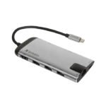 Verbatim USB-C Multiport Hub Upto Gbps USB 3.0X3, Supports 4K Hdmi, USB-C Connector For Power Charging, SD/MicroSD With Gigabit Ethernet Adapter