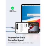 UGreen USB-C 60W 480 Mbps Cable 1m -Black - Image 2
