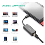 Ugreen USB-C Type-C to 10/100/1000Mbps Ethernet Adapter, Stable Connection, Wide Compatibility, 7.5cm Cable Length, Black | 50307 - Image 3