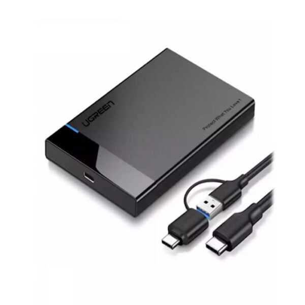 UGreen USB 3.1 2.5" Hard Drive Enclosure 6G With USB-A To USB-C Cable + USB-C To USB-C Cable