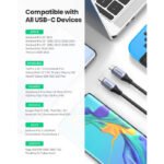 UGreen USB-C 3.1 M/M Gen2 5A Cable With Braided 1m - Black - Image 2