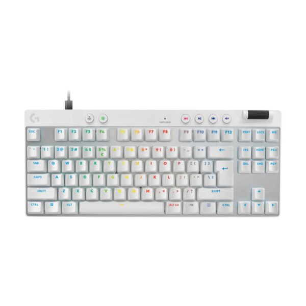 Logitech PRO X TKL RAPID Wired Mechanical Keyboard, Magnetic Analog Switches, Rapid Trigger, LIGHTSYNC Technology, Wired Connectivity, English (US) Layout, White | 920-013242