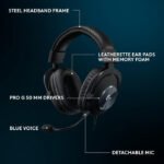 Logitech Pro X SE Wired Gaming Headset Blue Voice Software, DTS X 2.0, 20Hz - 20 KHZ, Premium Leatherete - Black - Image 2