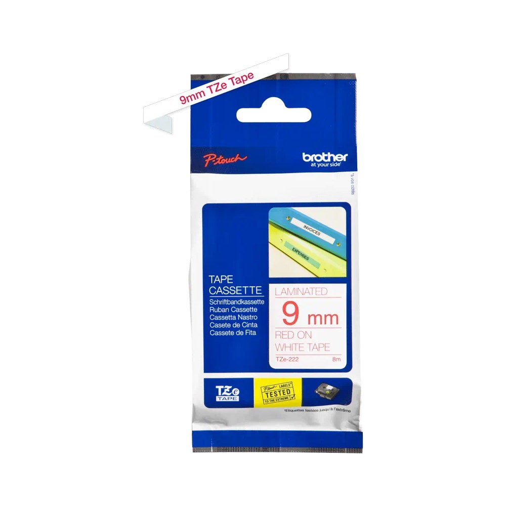 TZe-222-1000x1000 Brother Genuine TZe-222 Labelling Tape Cassette Red on White, 9mm wide... - Image 1