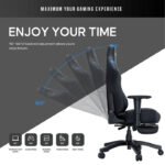 Andaseat Luna Pro with Footrest, Large Gaming Chair, PVC Leather - Black/Blue - Image 2
