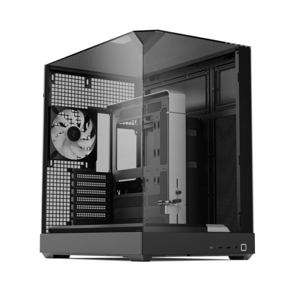 APNX V2 ATX Mid Tower Three Panel Front Top & Left Side Tempered Glass Case With 1 Fan - Black