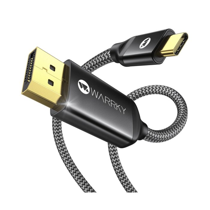 b07ry75v7q_0001_layer_0 Warrky CD11 8K 60HZ USB-C to DisplayPort Cable 1.8m - Dark Gray - Image 1