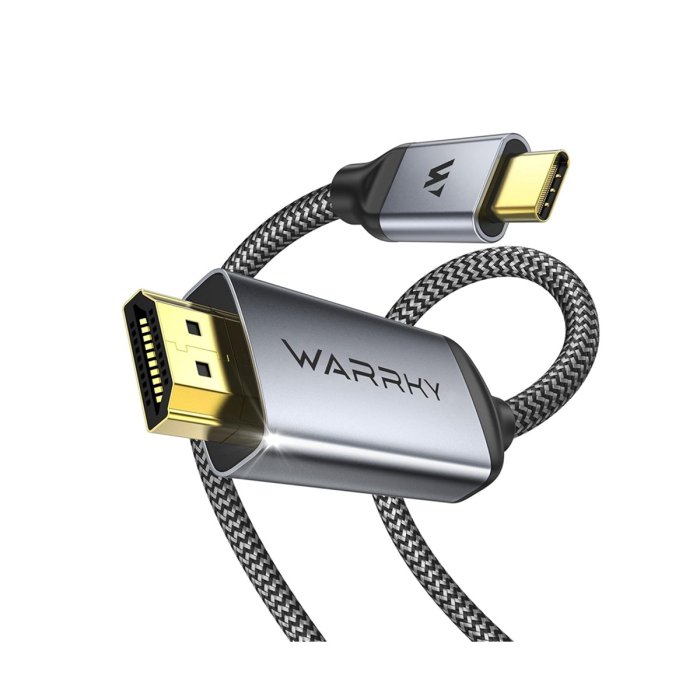 b087213lb3_0002_layer_0 Warrky CH13 4K 60HZ USB-C to HDMI Cable 1.8m - Silver Gray - Image 1