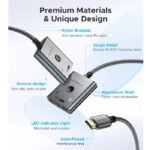 Warrky H03 4K 60HZ HDMI Switch 2 in 1 Out Bi-Directional -Silver Gray - Image 3