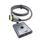 Warrky H03 4K 60HZ HDMI Switch 2 in 1 Out Bi-Directional -Silver Gray