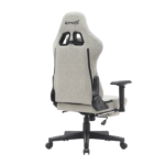 Gamax Gaming Chair Adjustable Armrest 360 Degree Swivel Seat With Premium Fabric & Foot Rest - Light Gray - Image 2