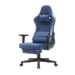 Gamax Gaming Chair Adjustable Armrest 360 Degree Swivel Seat With Premium Fabric & Foot Rest - Dark Blue - Image 3