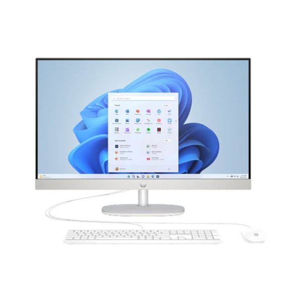 HP 27 All-in-One 27-CR0023NE PC, Intel Core i5-1335U Processor, 8GB DDR4 RAM, 512GB SSD NVMe, Intel Iris Xᵉ Graphics Integrated, 27" FHD IPS Non TouchScreen, HP 125 USB White Wired Keyboard & Mouse, Windows 11 Pro (License) - Shell White
