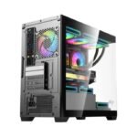 DarkFlash Aigo C218M Micro ATX Tower Tower Two Panel Front & Left Side Tempered Glass Case with 4 RGB Fans - Black - Image 3