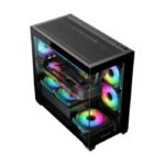 DarkFlash Aigo C218M Micro ATX Tower Tower Two Panel Front & Left Side Tempered Glass Case with 4 RGB Fans - Black - Image 2