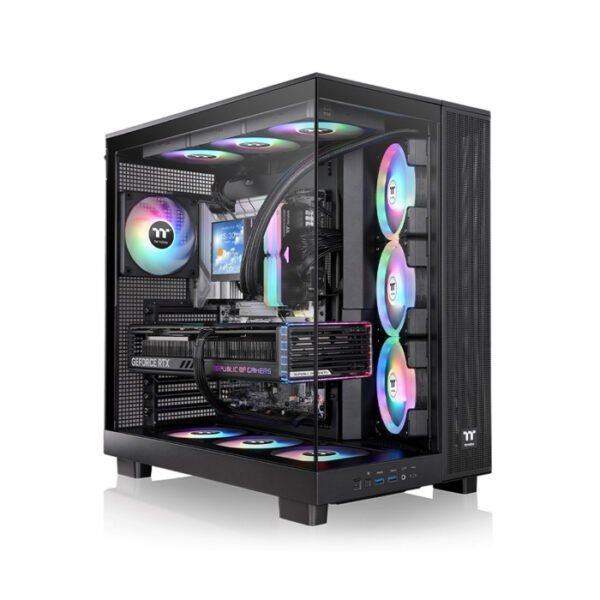 Thermaltake View 380 XL TG Mid Tower Two Panel Front & Left Side Tempered Glass Case with 4 ARGB Fans - Black