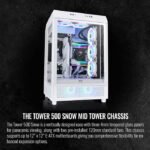 Thermaltake Tower 500 Vertical Mid Tower Fornt & Left Tempered Glass X3 Side Panel Case With 2 ARGB Fans - Snow White - Image 3