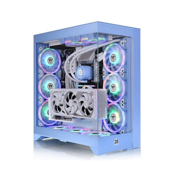 Thermaltake CTE E600 MX Hydrangea E-ATX Case, Centralized Thermal Efficiency Design, Interchange Mesh & TG Front Panel 3Way VGA Mounting Bracket 400mm PCIe4 Riser Cable, Blue | CA-1Y3-00MFWN-00