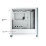 Corsair iCUE 4000X Mid-Tower Side Tempered Glass Panel Case with 3 RGB Fans - White - Image 2