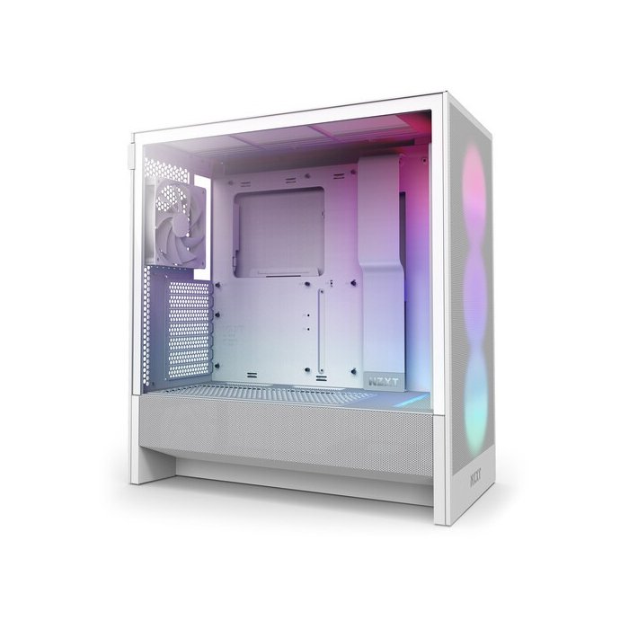 cc-h52fw-r1-1 NZXT H5 Flow RGB (2024) Compact Mid-Tower ATX Case With RGB Fans - White - Image 1