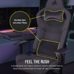 Corsair T3 RUSH Fabric Gaming Chair ,120kg - Grey/Charcoal - Image 2
