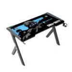 Gameon Call Of Duty Hawksbill Series RGB Flowing Light Gaming Desk Material Carbon Fiber With MousePad Headphone Hook & Cup Holder - Black/B