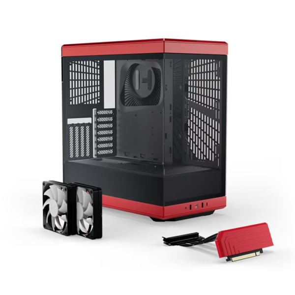 HYTE Y40 Mid Tower Two Panel Front & Left Side Tempered Glass Case With 2 Fan - Black/Red