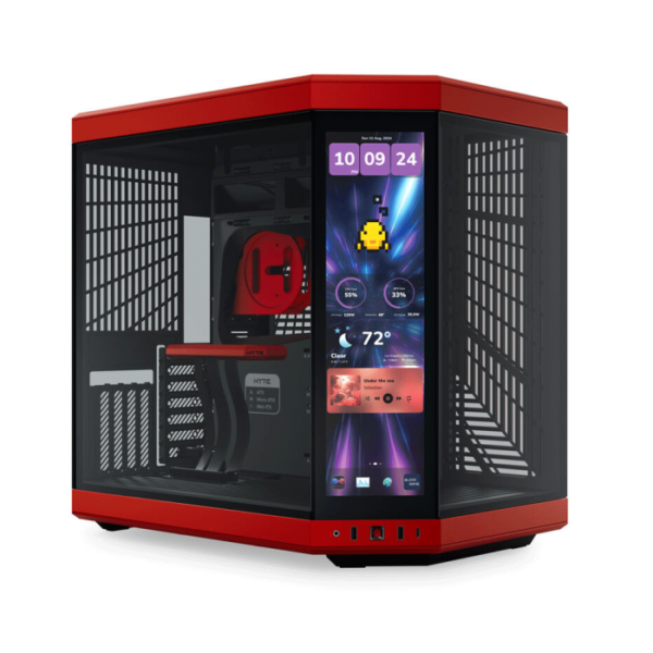 HYTE Y70 TOUCH INFINITE - 14.5 Inch lntegrated IPS Touchscreen ATX Case - Black Cherry