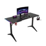 Royal RGB Lighting Gaming Desk with Carbon Fiber Surface-Black