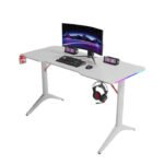 Royal RGB Lighting Gaming Desk with Carbon Fiber Surface - White - Image 2