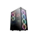 DarkFlash Phantom Mid Tower Front Side & Left Side Tempered Glass Panel Case - Black