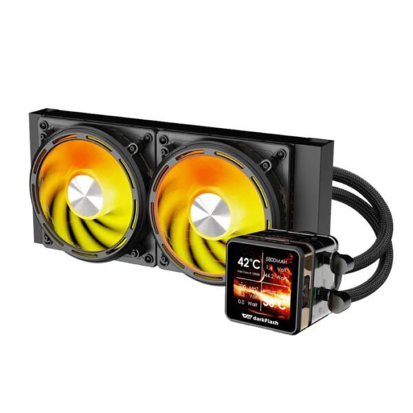 DarkFlash EXPLORE DE240 ARGB 240mm AIO Liquid CPU Cooler with 2.88" LCD Screen - Black