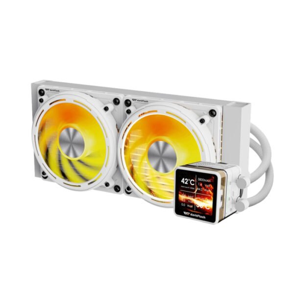 DarkFlash EXPLORE DE240 ARGB 240mm AIO Liquid CPU Cooler with 2.88" LCD Screen - White