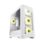 GameMax Destroyer TGW Micro ATX Tower Tempered Glass Side Panel Case with 4 ARGB Fans - White