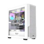 DarkFlash DF2100 ATX Mid Tower Tempered Glass Side Panel Case With 4 ARGB Fans - White