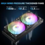 DarkFlash AquaGlow DG240 ARGB AIO 240mm Liquid CPU Cooler - Black - Image 3